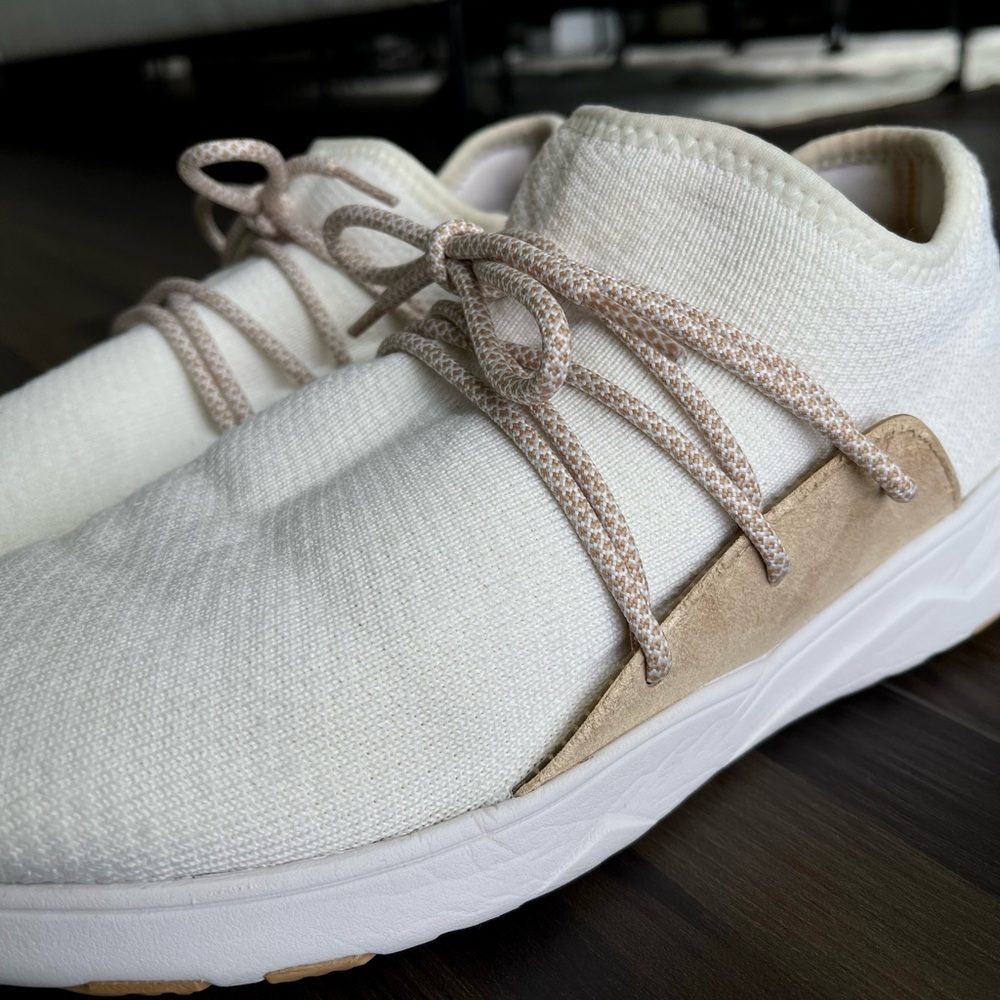White & Beige Vessi Waterproof Sneakers
